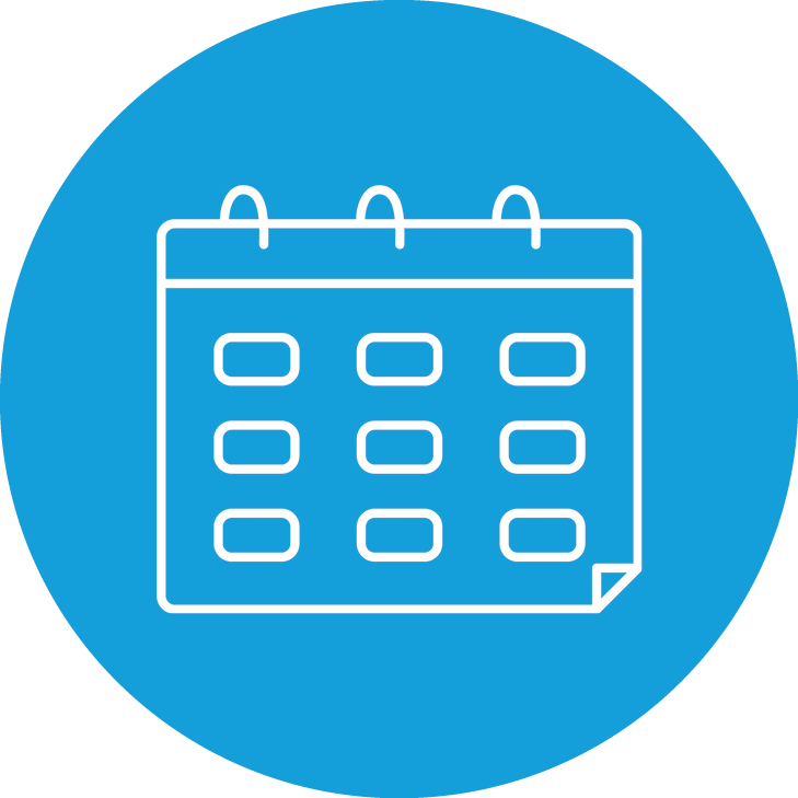 Event Scheduling Blue Icon