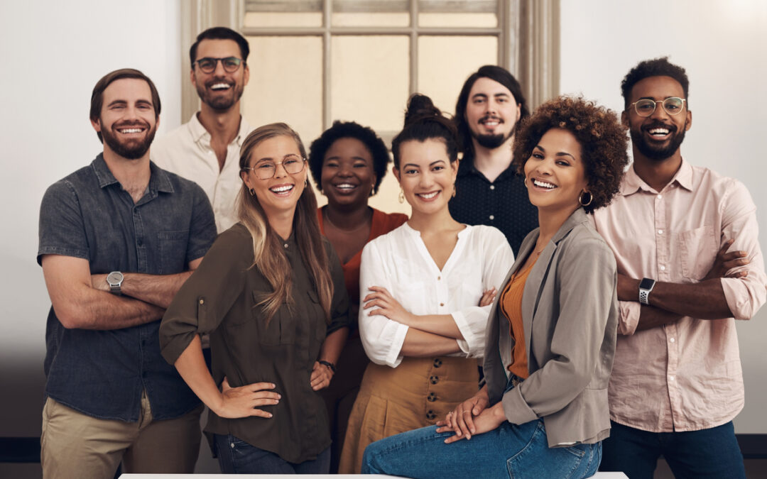 Small business team happy and healthy smiling at camera
